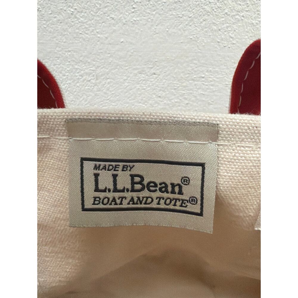 LL Bean Mini Boat And Tote Bag Canvas With Red - Picture 6 of 8